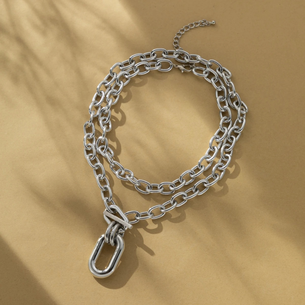 Collier Grosse Maille Double Rang Argent