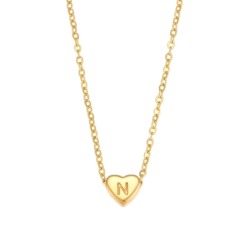 Collier Initiale N Cœur