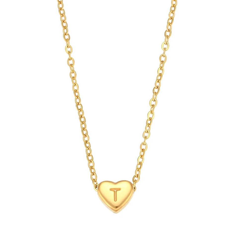 Collier Initiale T Cœur