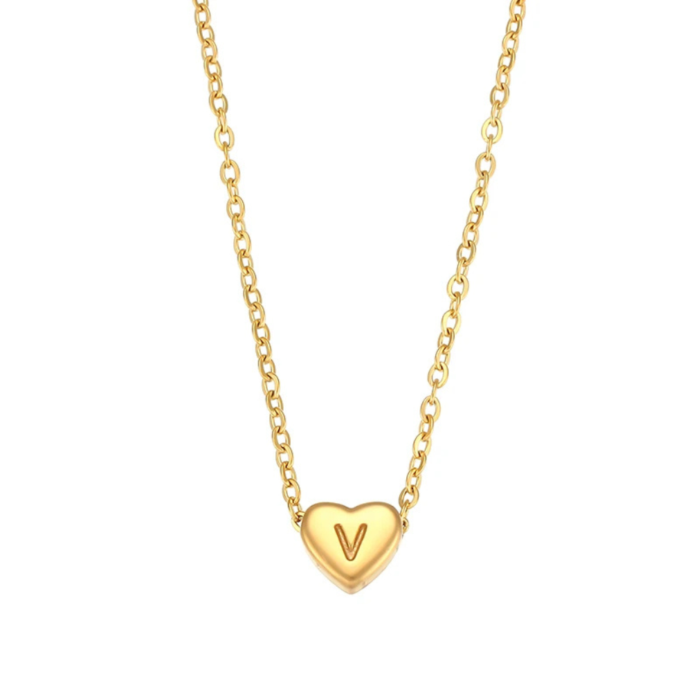 Collier Initiale V Cœur