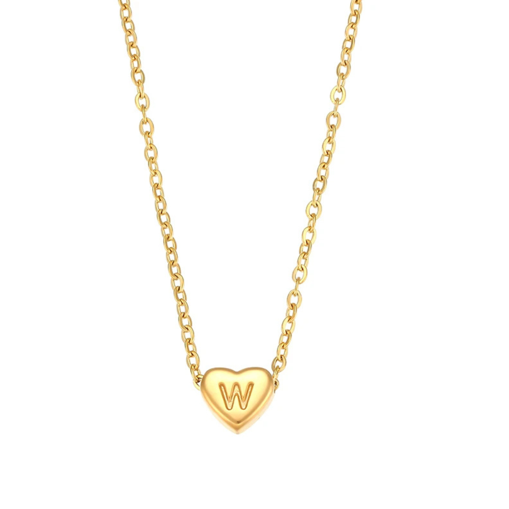 Collier Initiale W Cœur