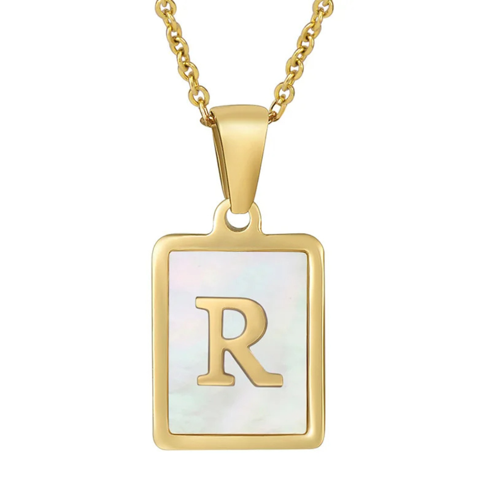Collier Initiale R Nacre