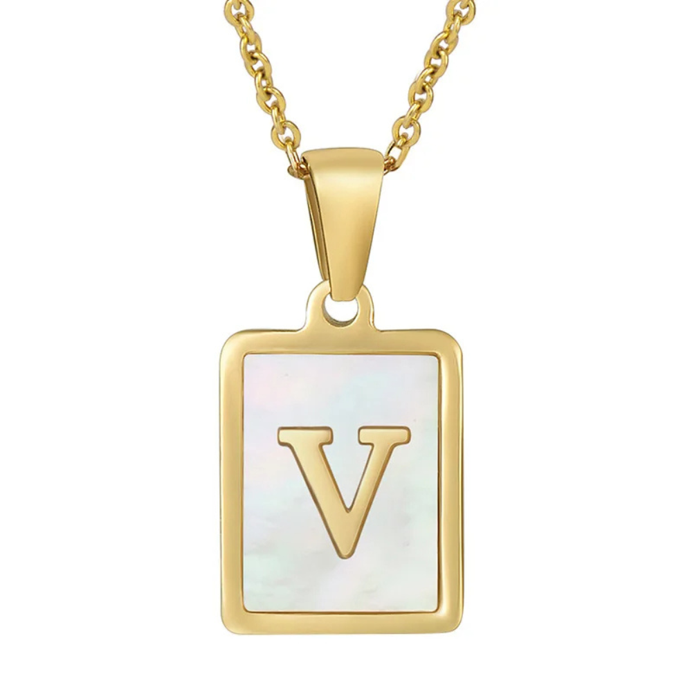 Collier Initiale V Nacre