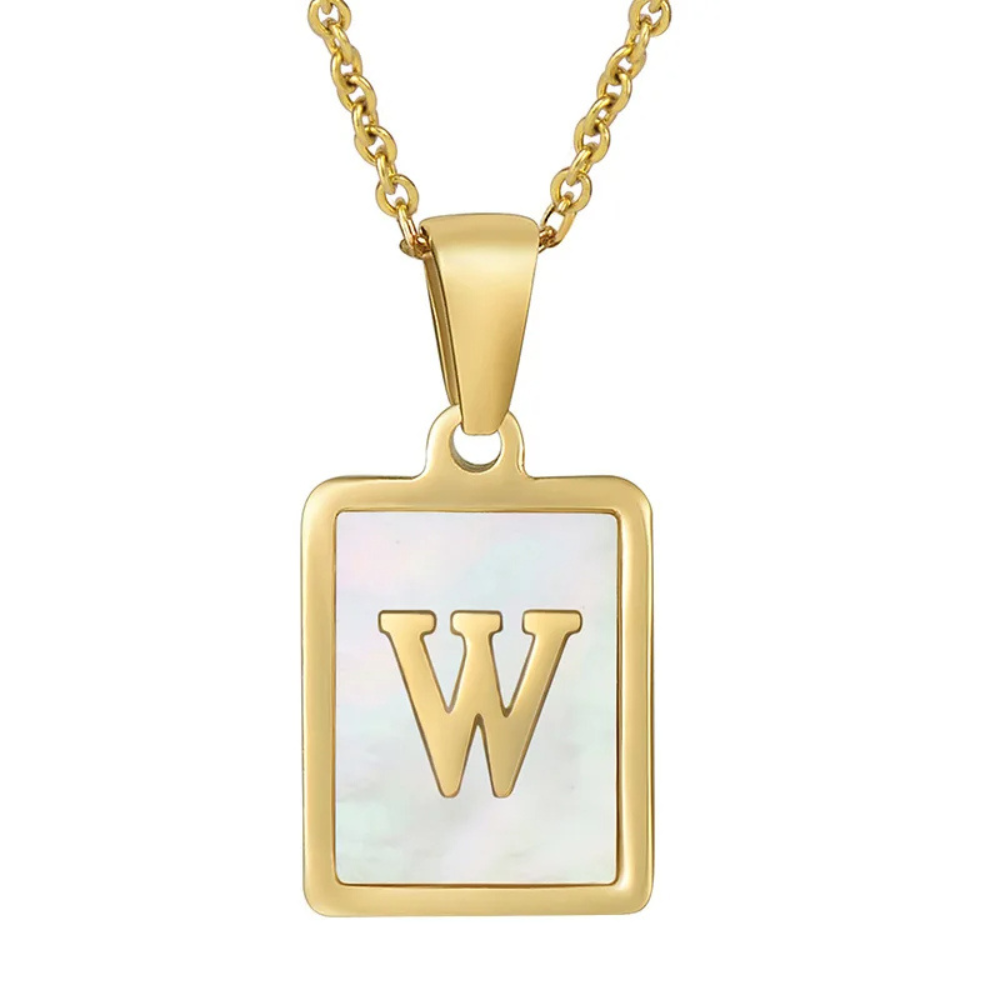 Collier Initiale W Nacre