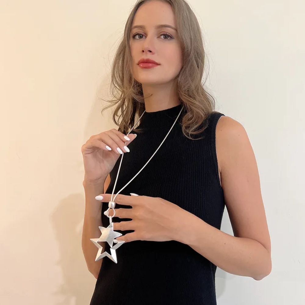 Collier Long Etoile Argent