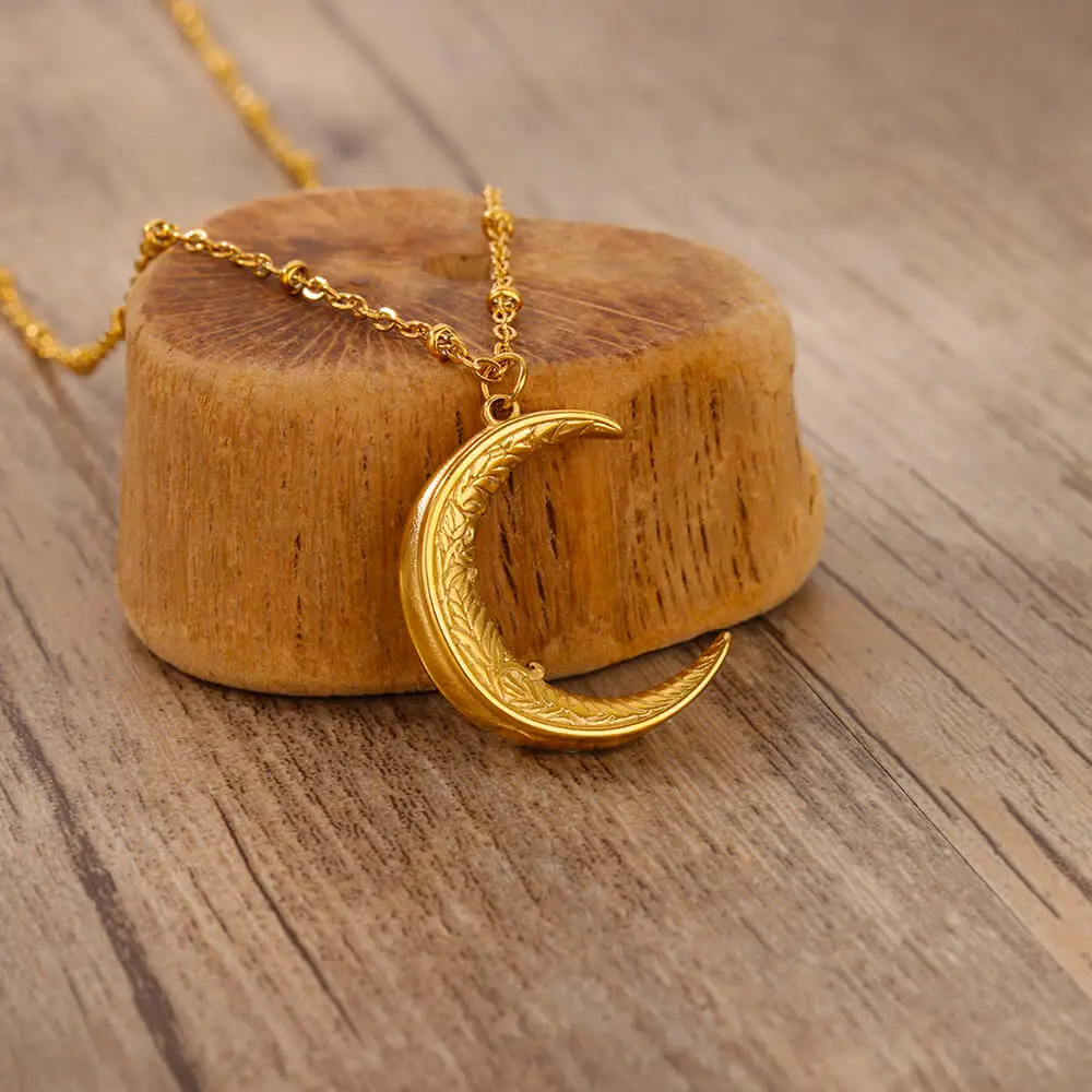 Collier Lune Acier Inoxydable