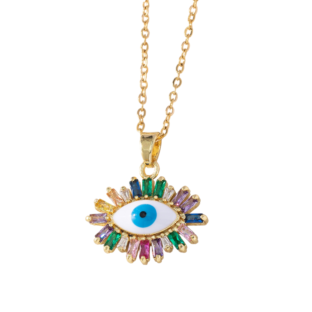 Collier Œil Grec Zircon Couleur
