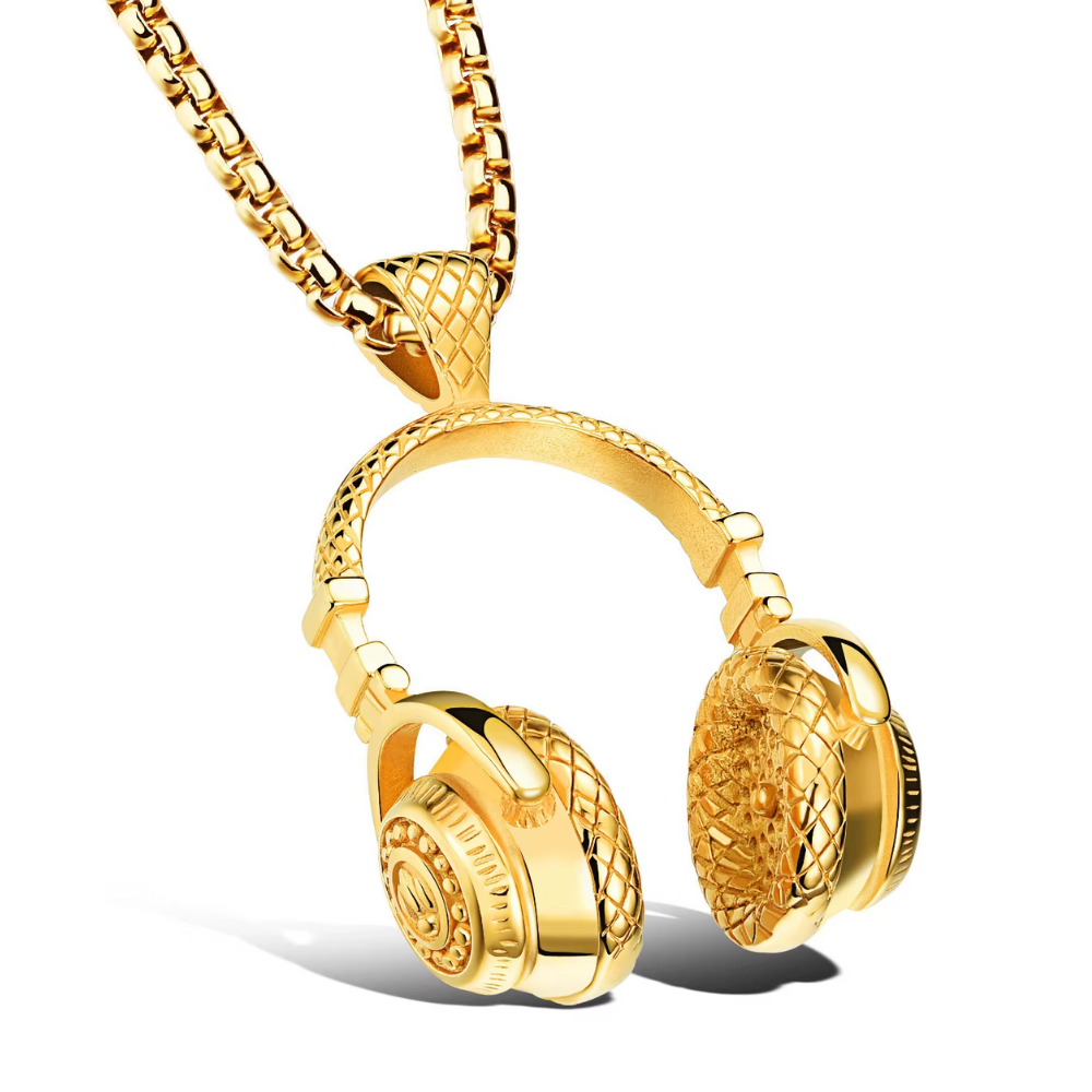 Collier Pendentif Casque de Musique