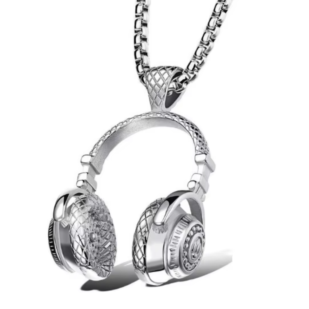 Collier Pendentif Casque de Musique