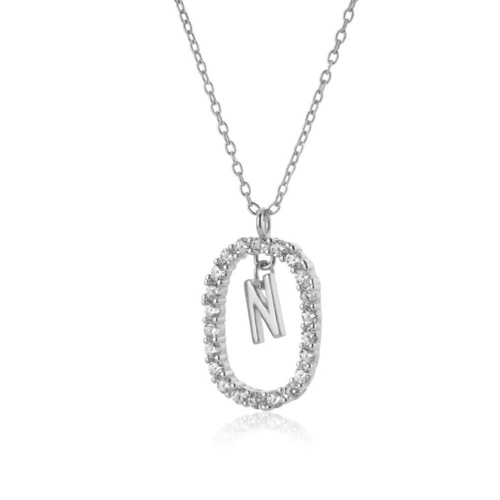 Collier Initiale N Ovale
