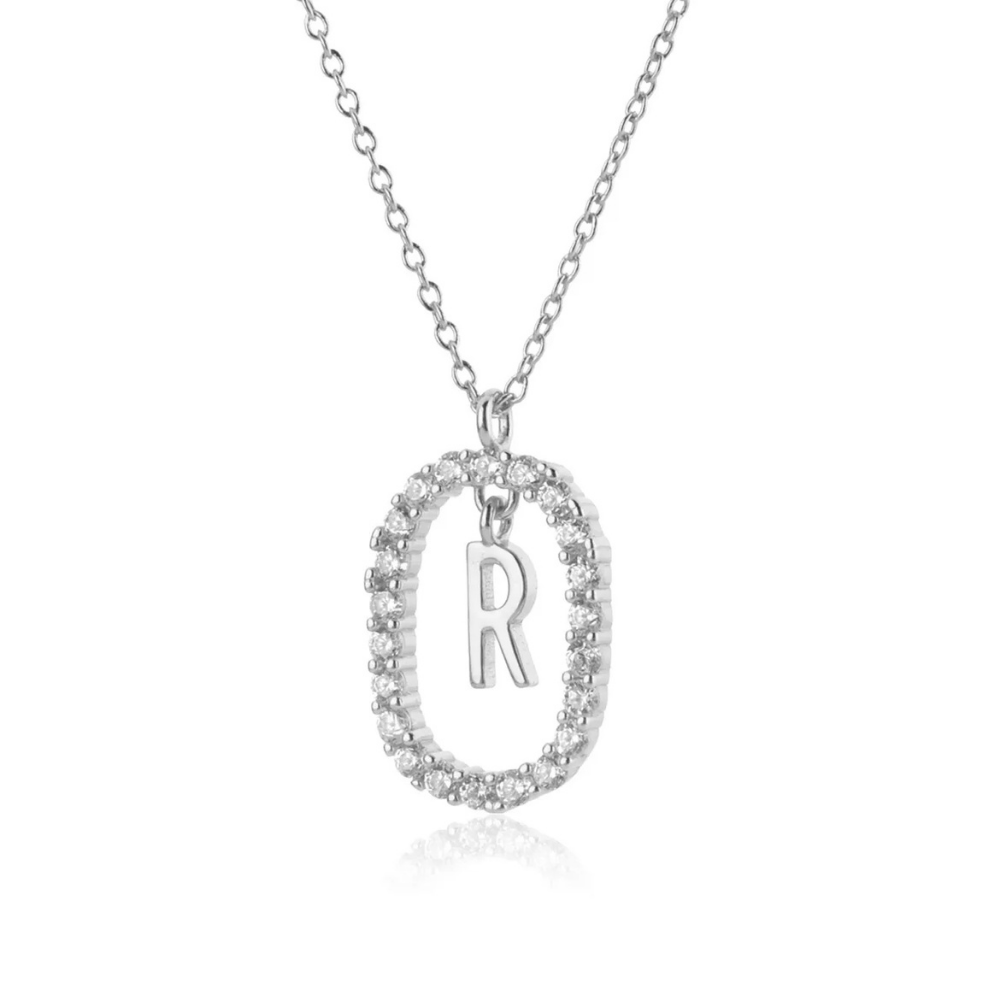 Collier Initiale R Ovale