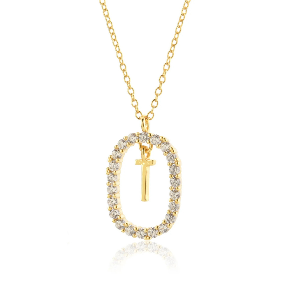 Collier Initiale T Ovale
