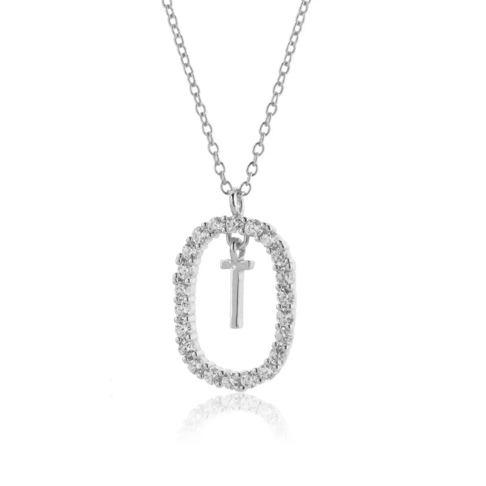 Collier Initiale T Ovale