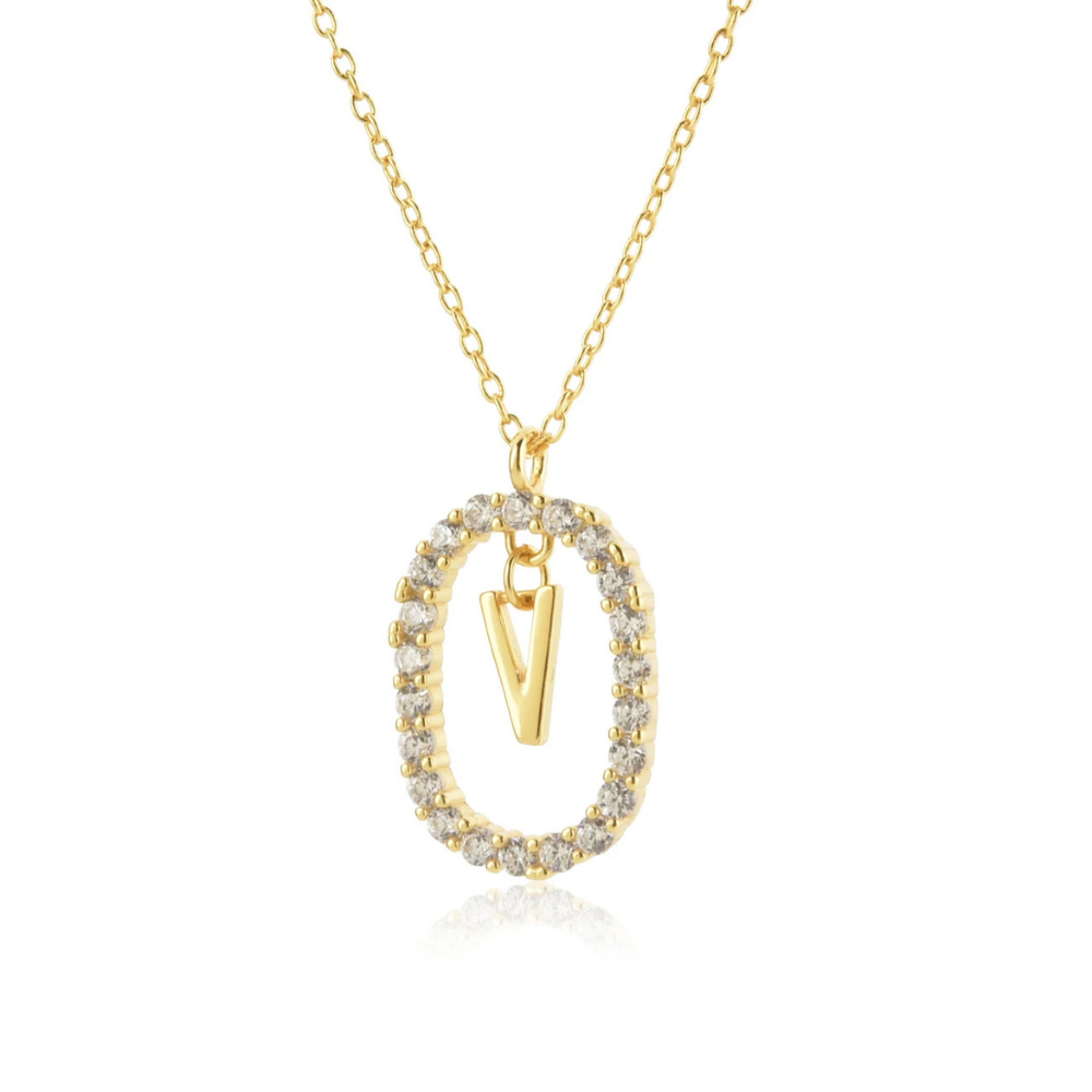 Collier Initiale V Ovale