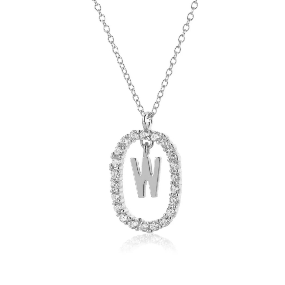 Collier Initiale W Ovale
