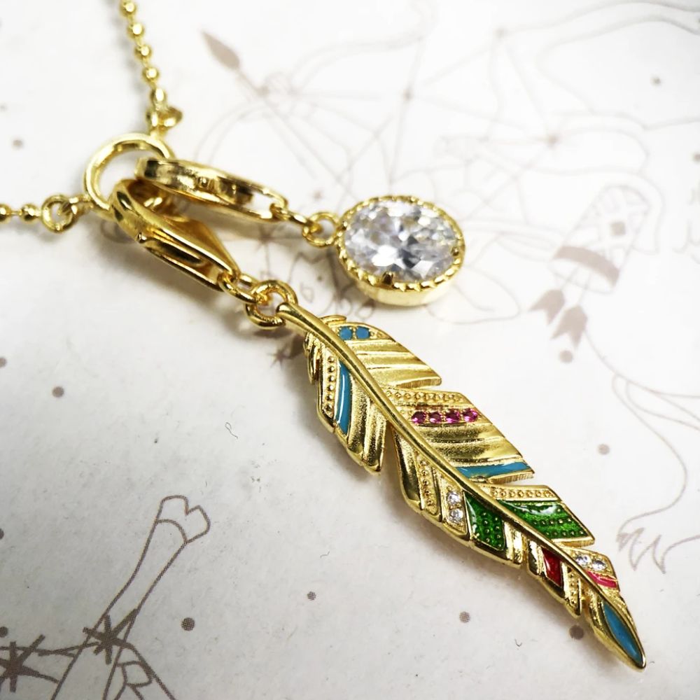 Collier Plume Doré Argent Sterling