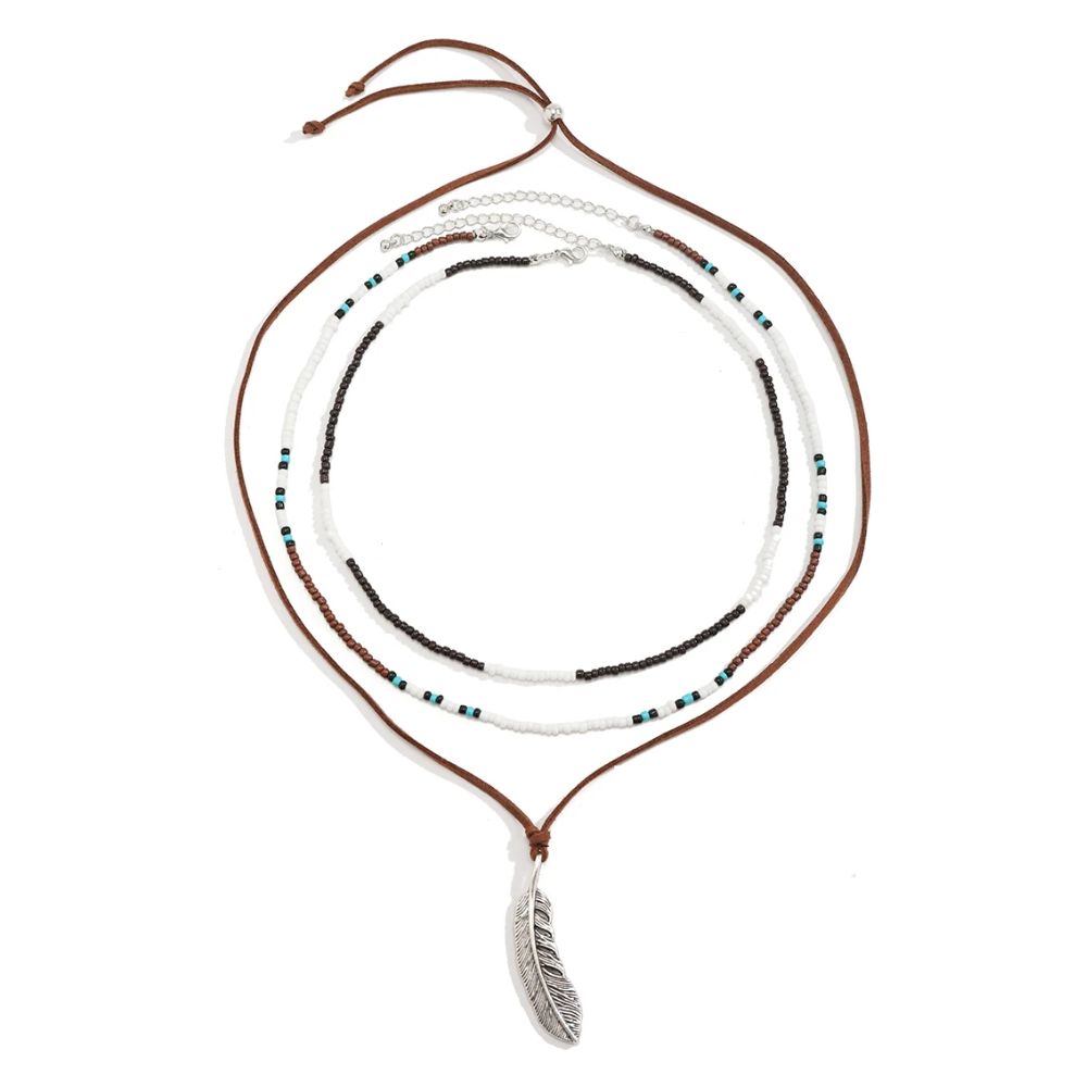 Collier Plumes Ethnique
