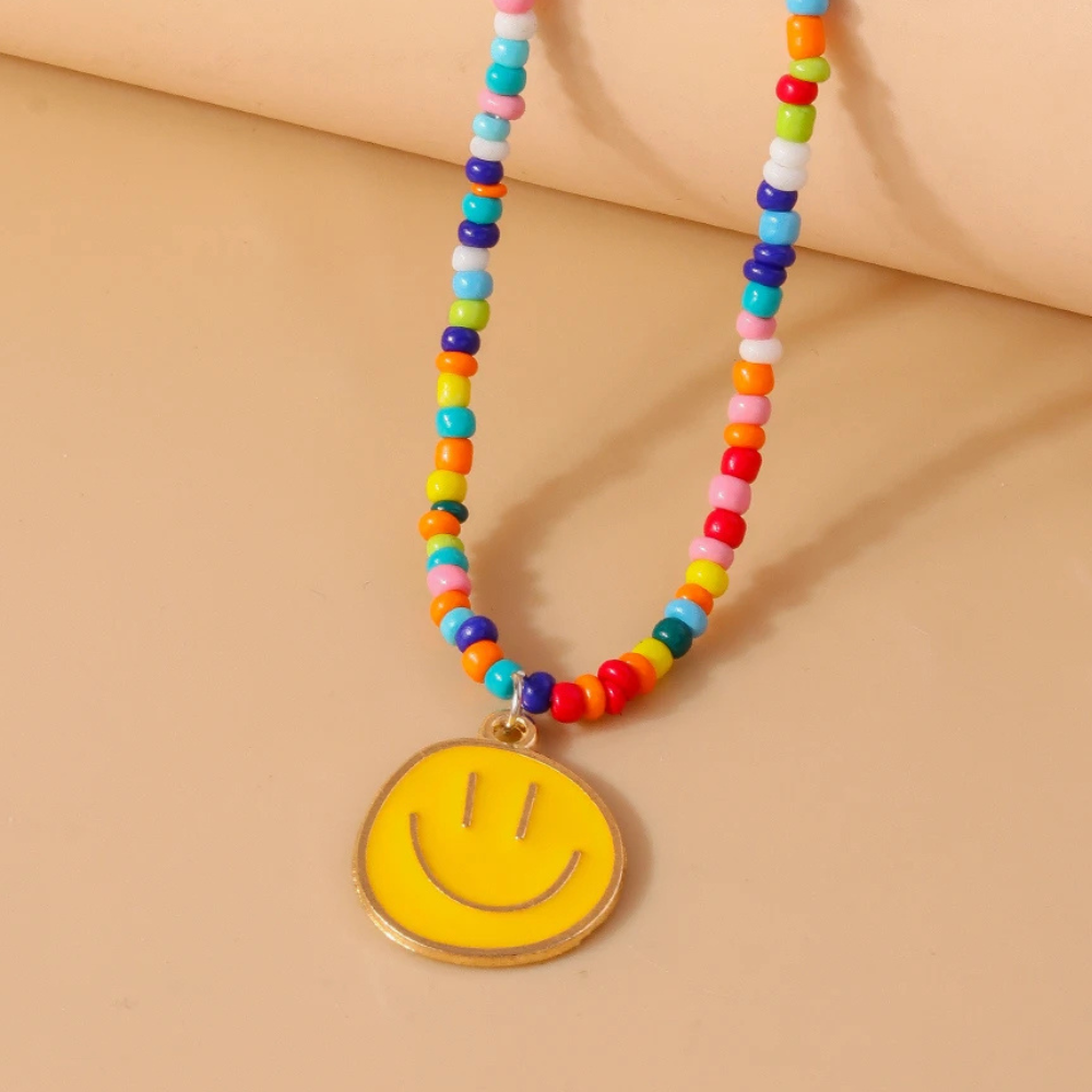 Collier Smiley Couleur Jaune Perle