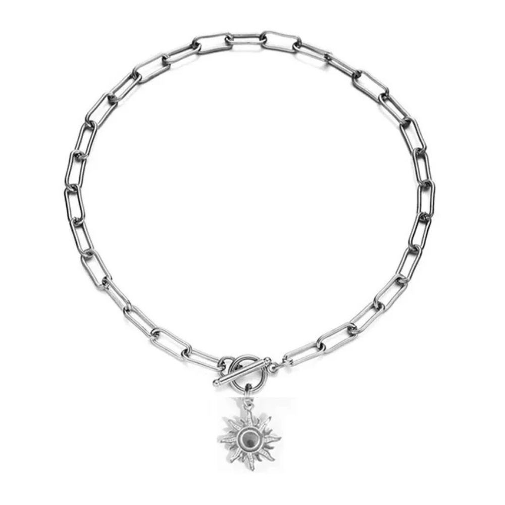 Collier Soleil Grosse Chaine Ras de Cou