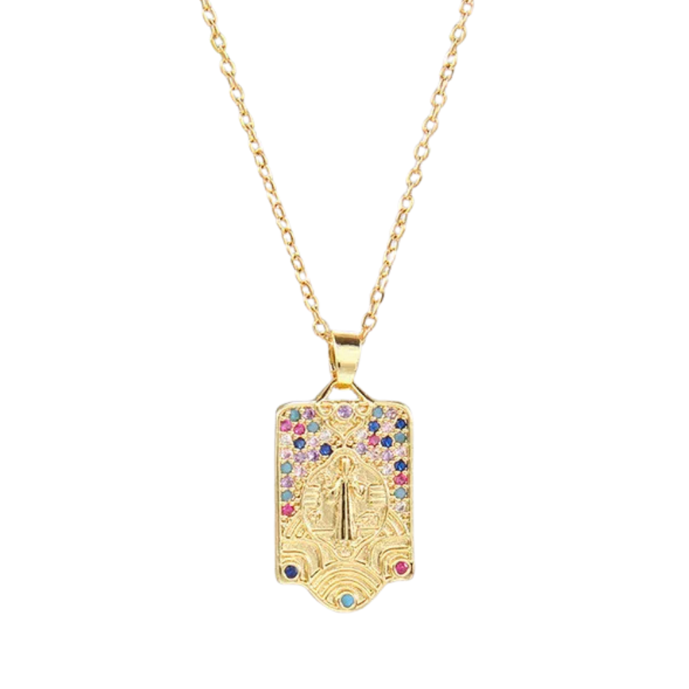 Collier Médaille Rectangulaire Vierge Marie