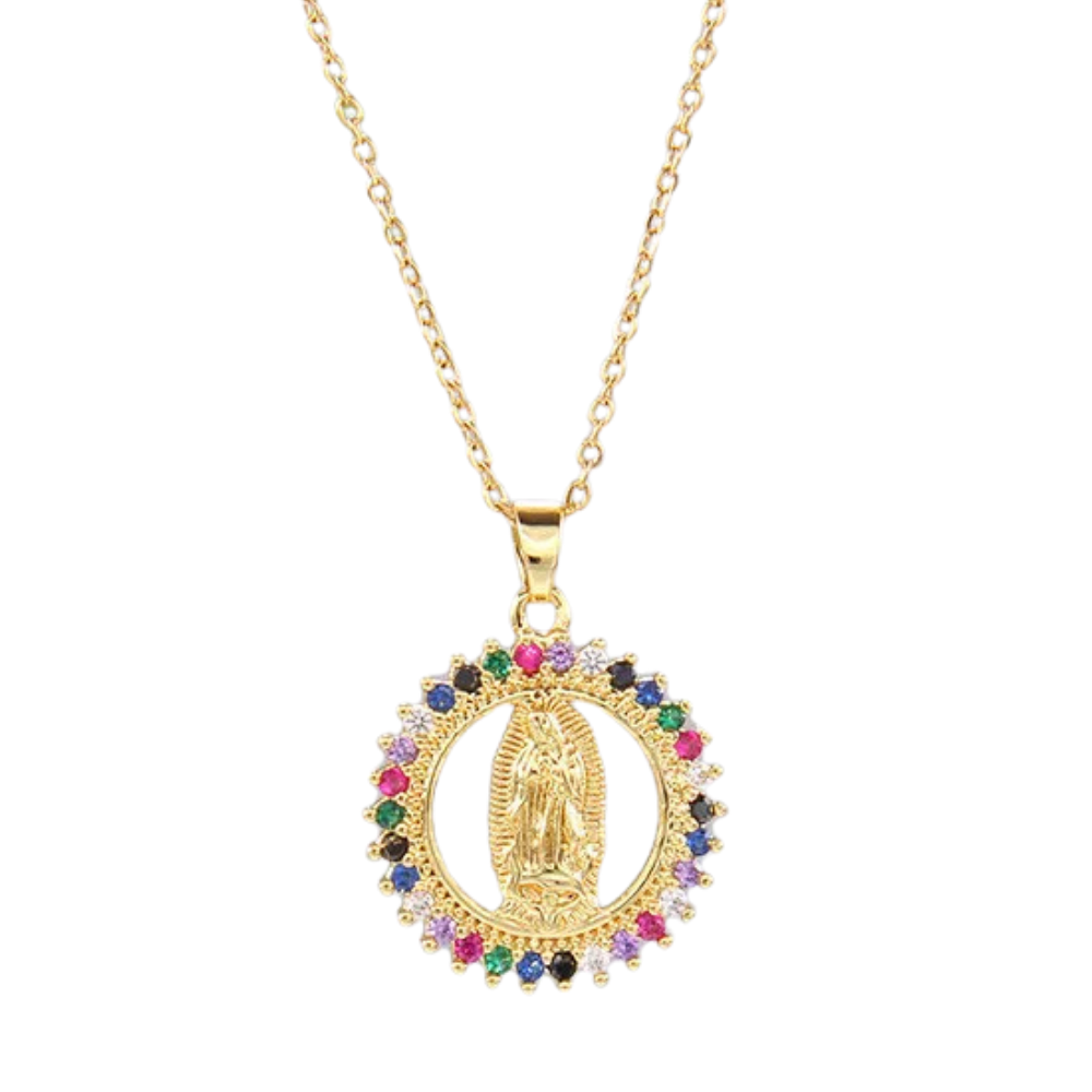 Collier Rond Vierge Marie Multicolore