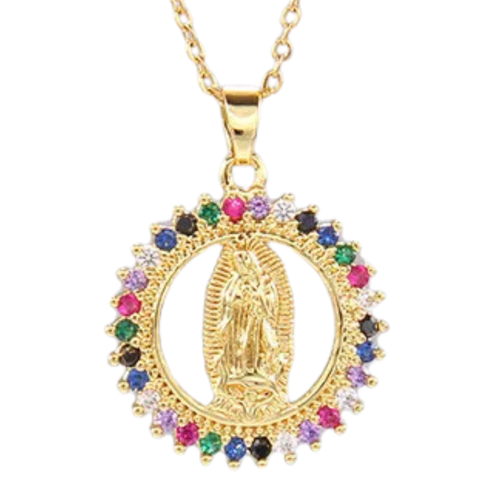 Collier Rond Vierge Marie Multicolore
