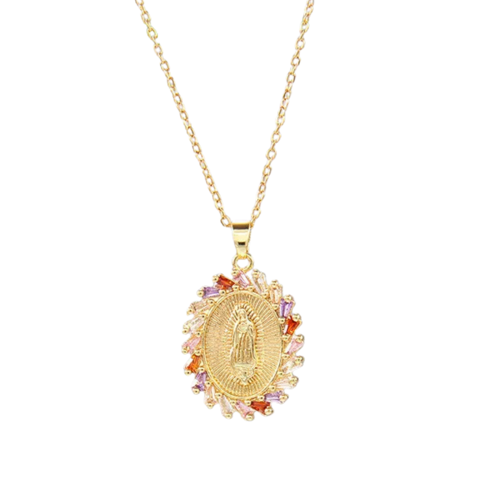 Collier Médaille Vierge Marie Couleur