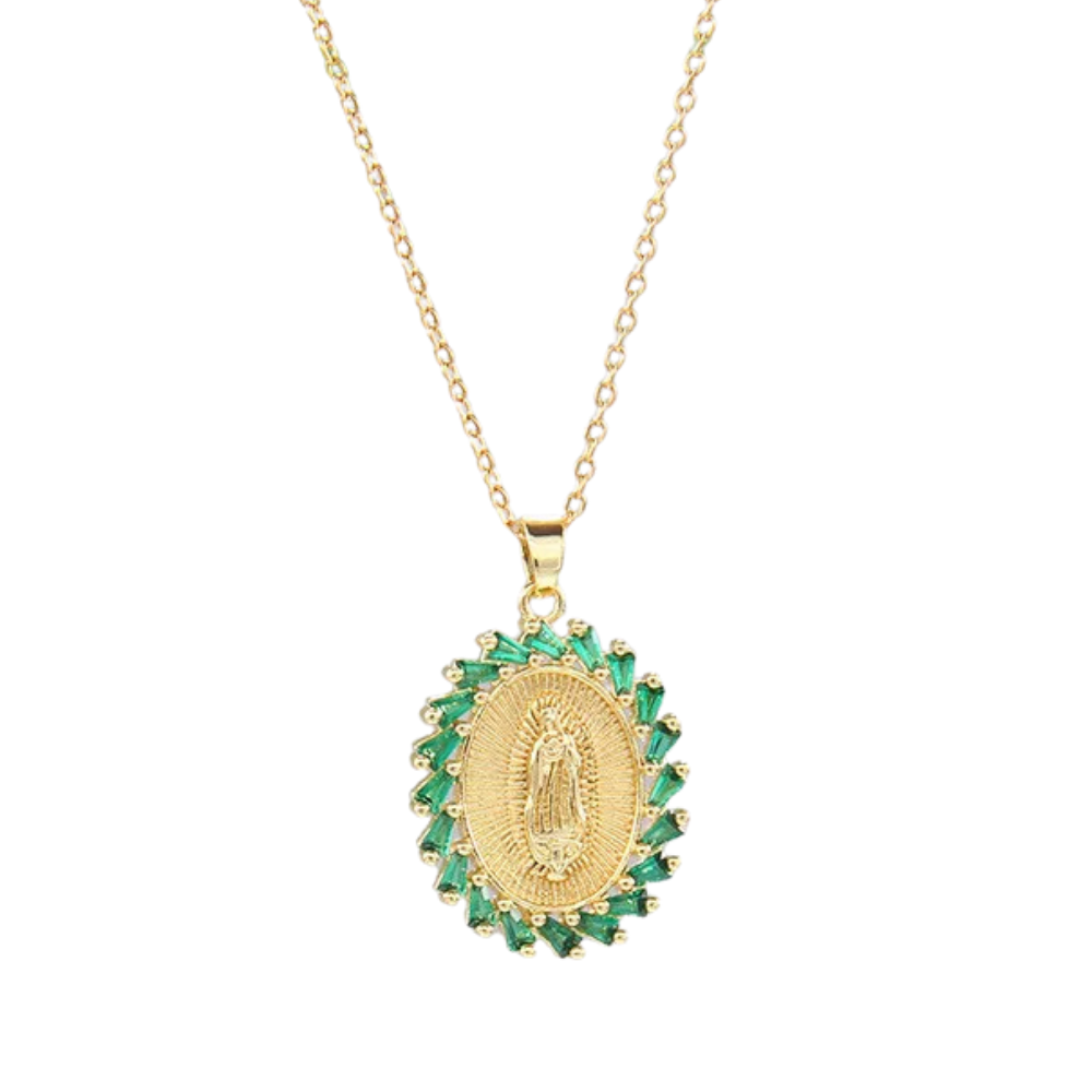 Collier Vierge Marie Vert