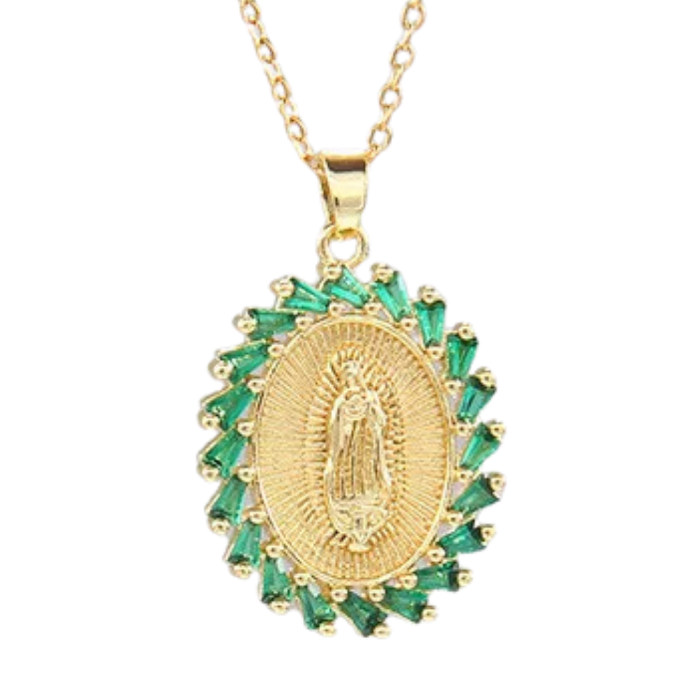 Collier Vierge Marie Vert