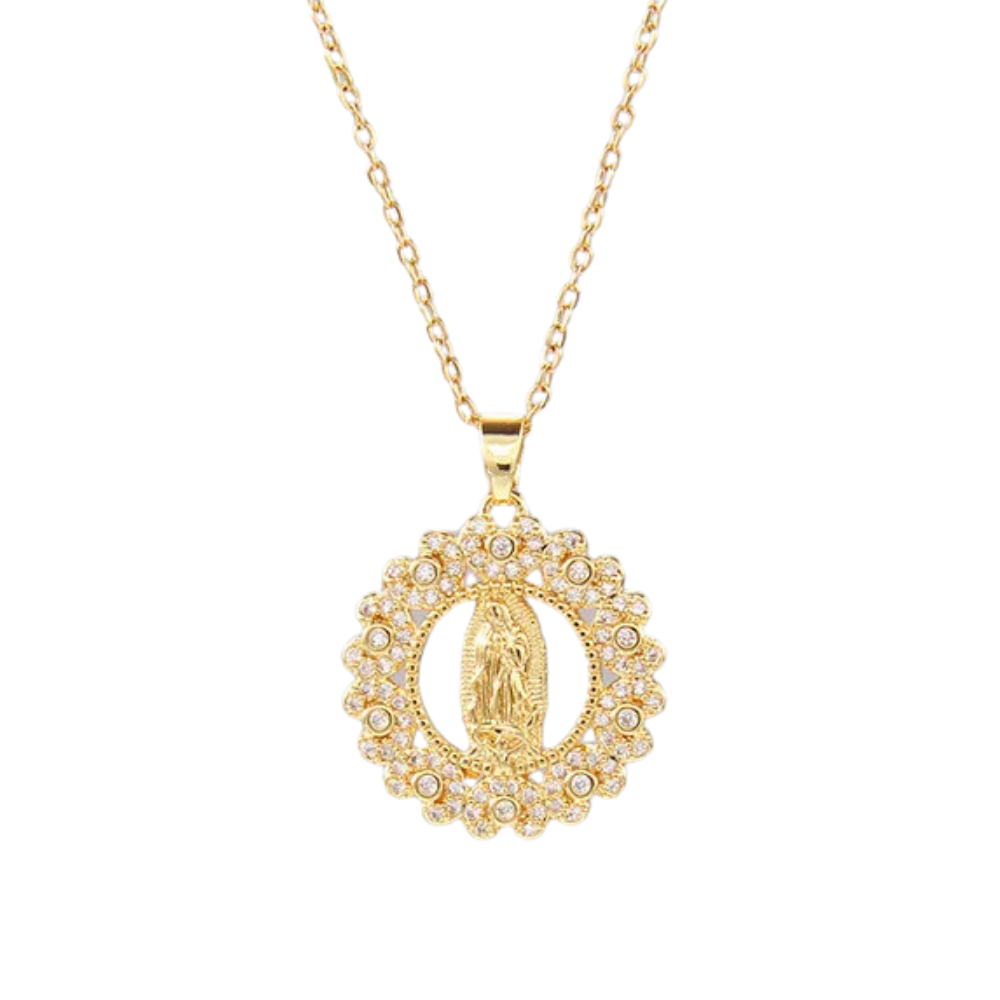 Collier Vierge Marie Fleur