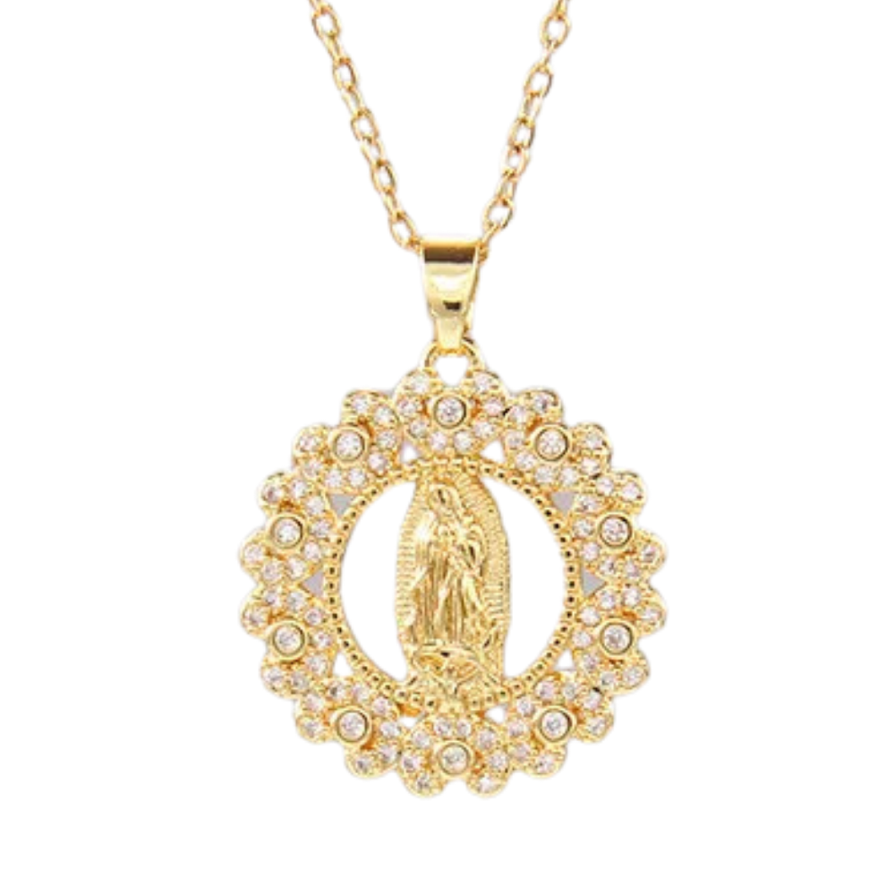 Collier Vierge Marie Fleur