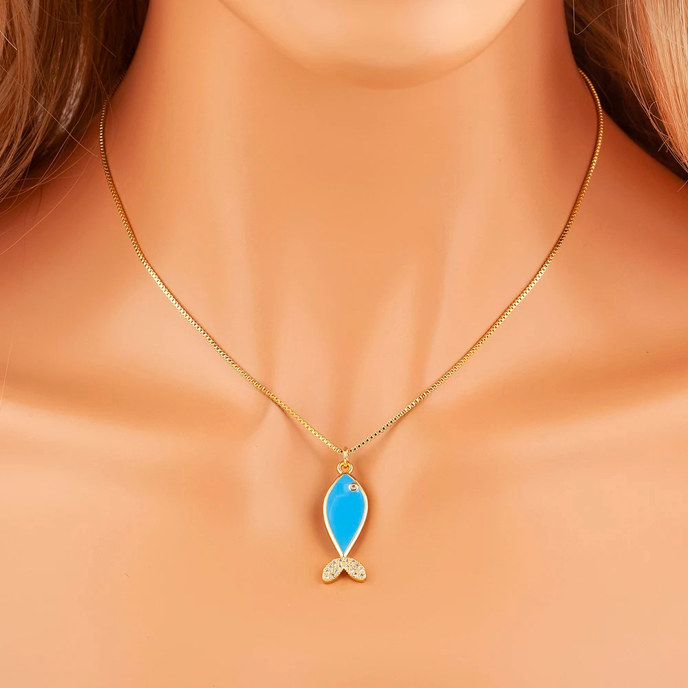 Collier Poisson Couleur bleu