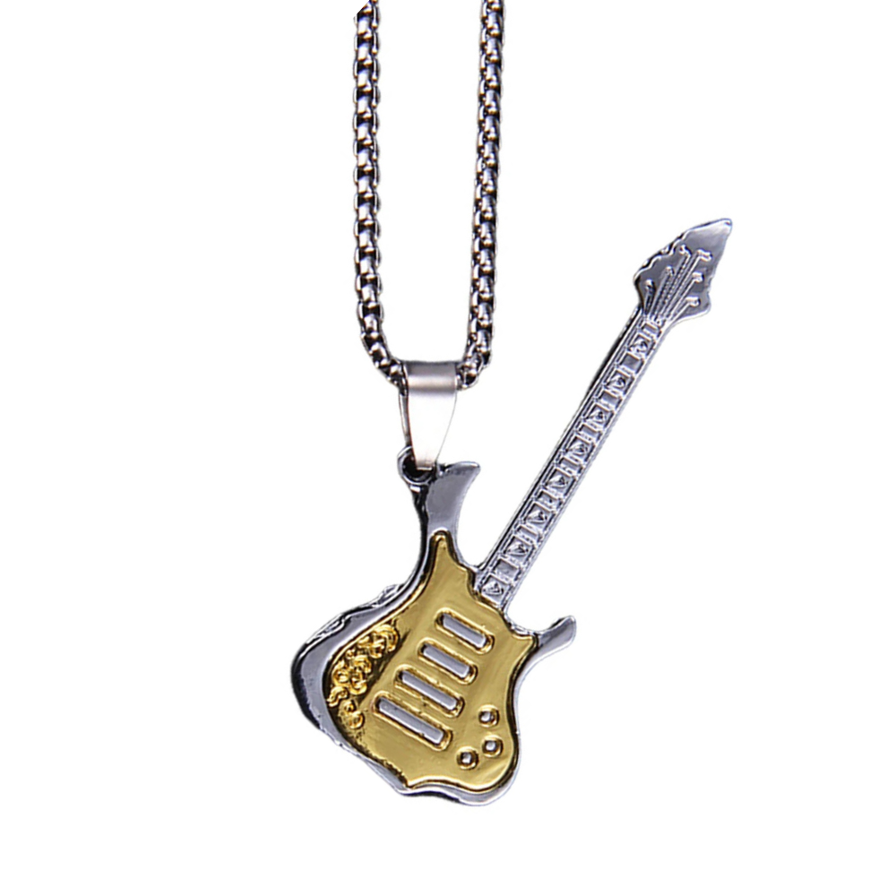 Collier Guitare Rocker or