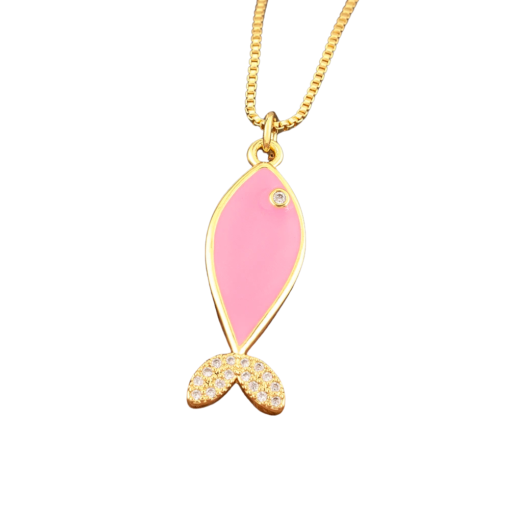 Collier Poisson Couleur rose