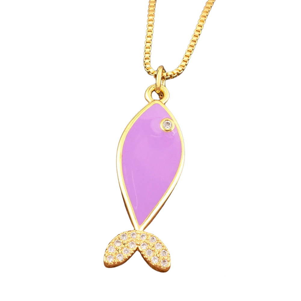 Collier Poisson Couleur violet