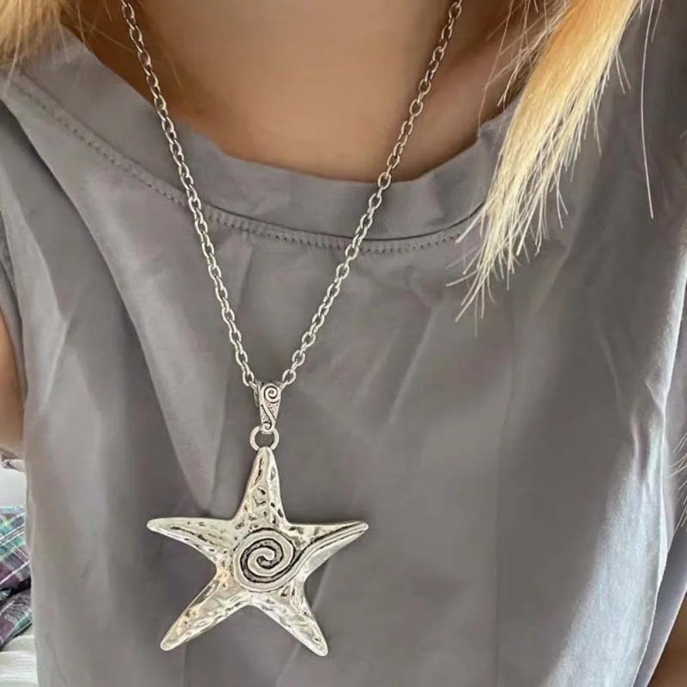 Collier Étoile de Mer Spirale Argent