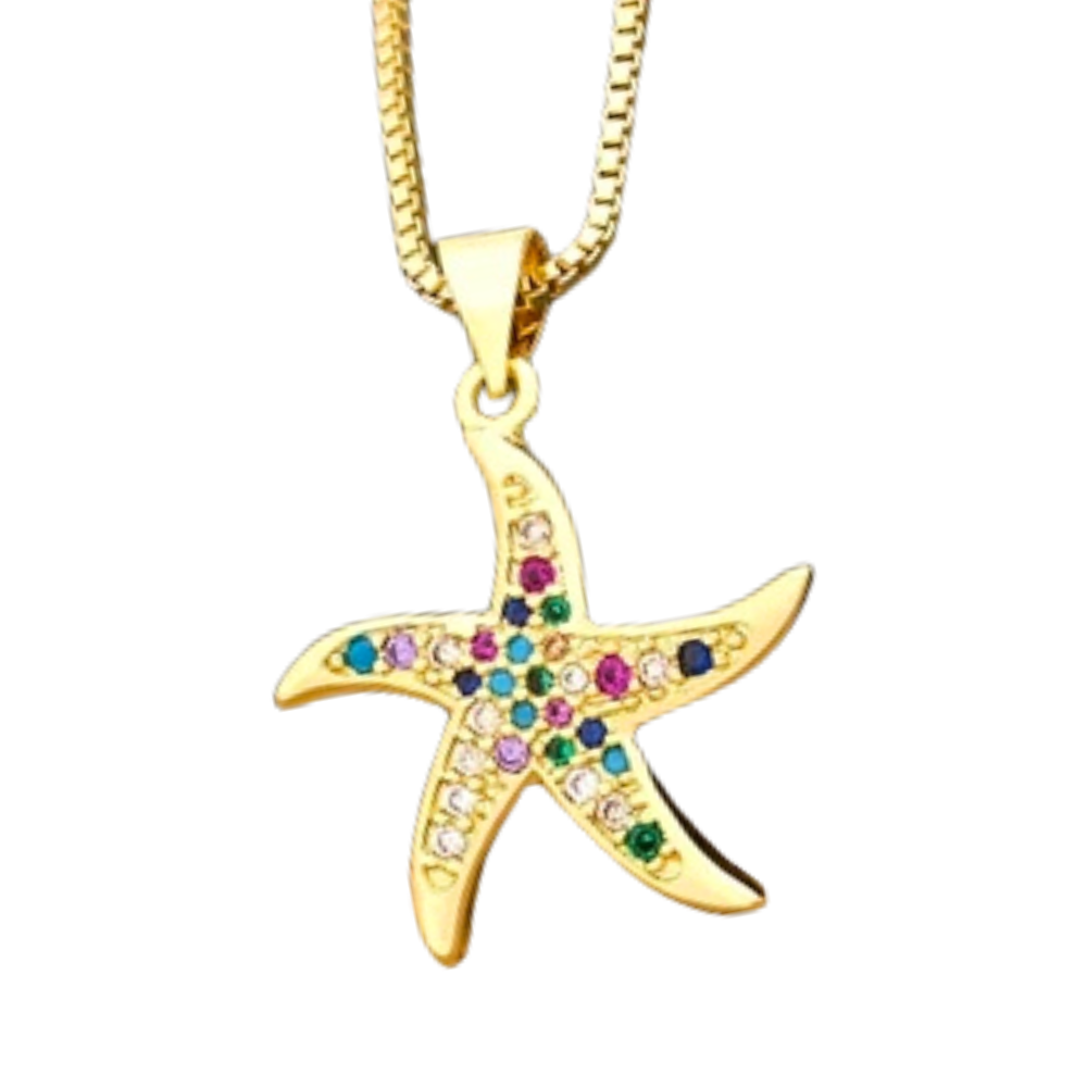Collier Étoile de Mer Cristaux Couleur