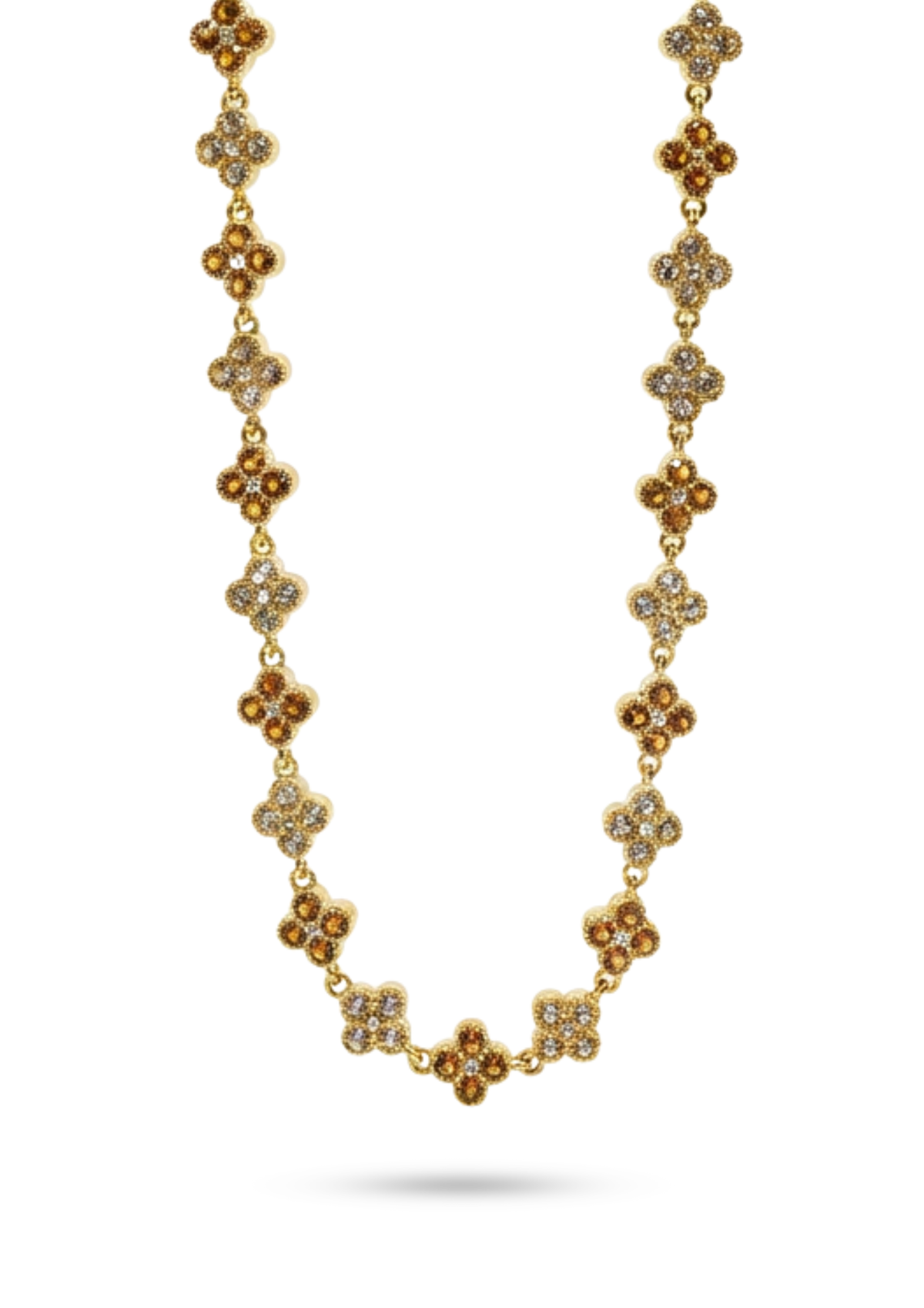 Collier Trèfle Strass Marron
