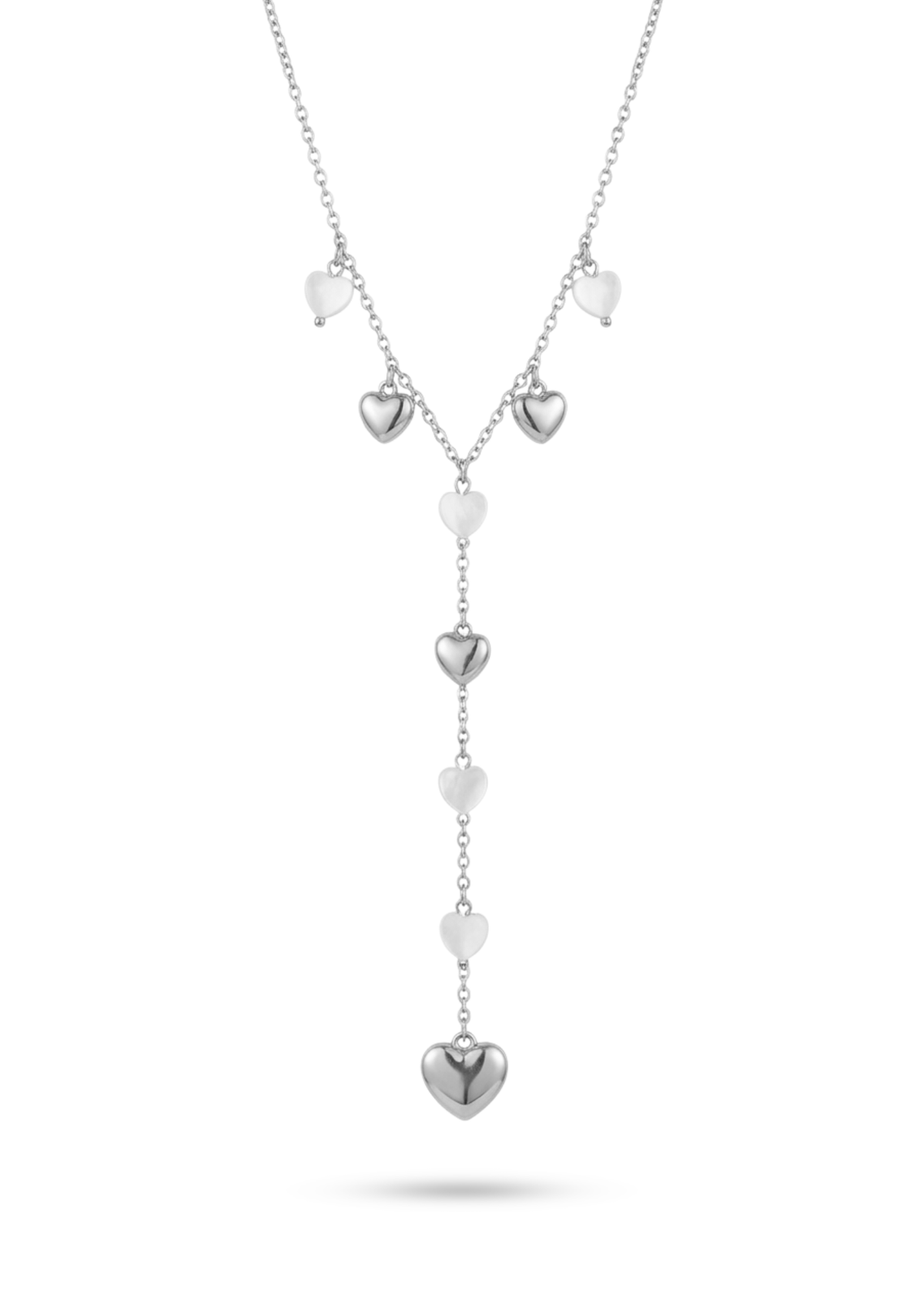 Collier Y Cœurs Dorés et Blancs argent