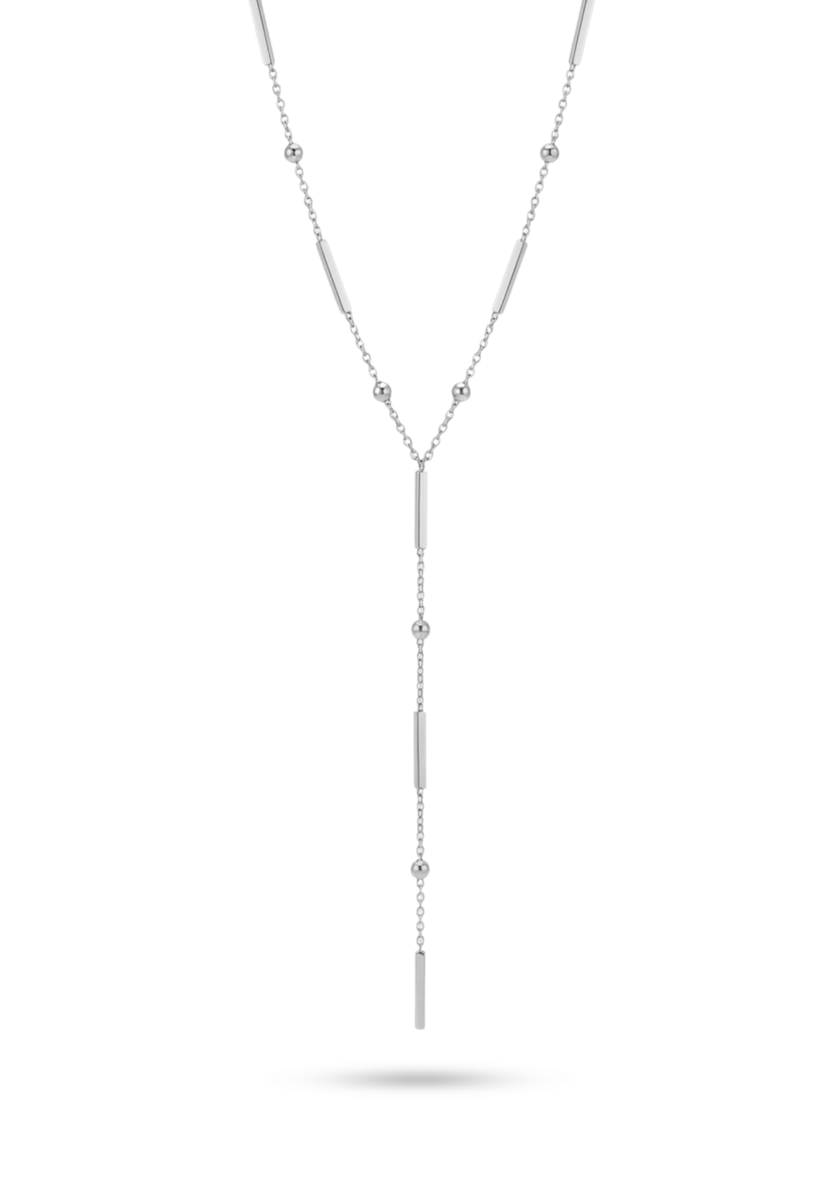Collier Y à Barres et Perles argent