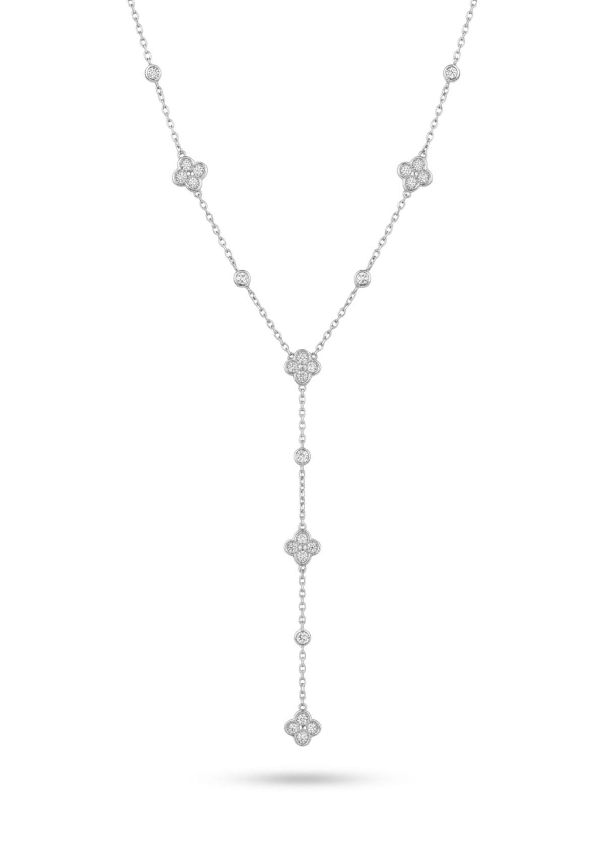 Collier Y Trèfles Diamants argent