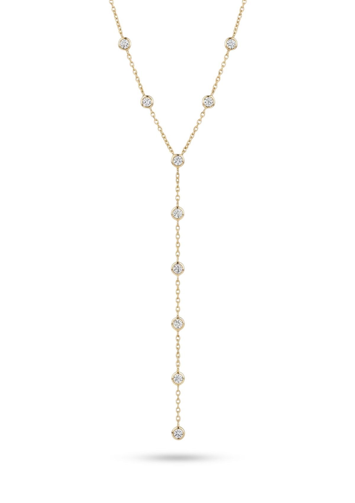 Collier en Y Pierres Blanches or