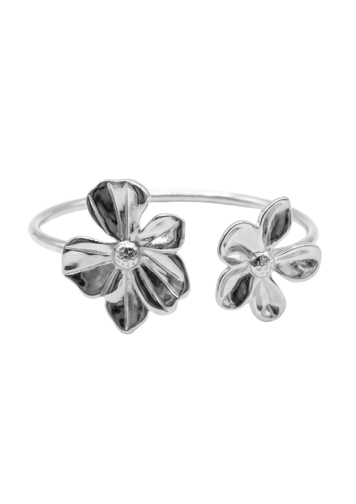 Jonc Double Fleur argent