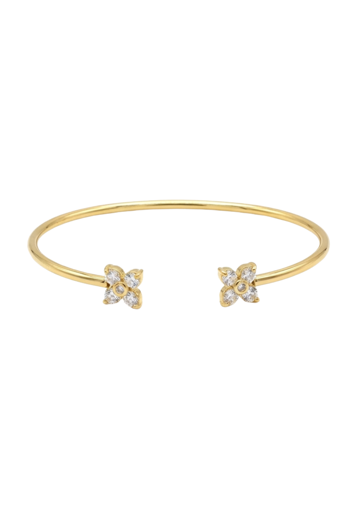 Jonc Ouvert Fleurs Strass