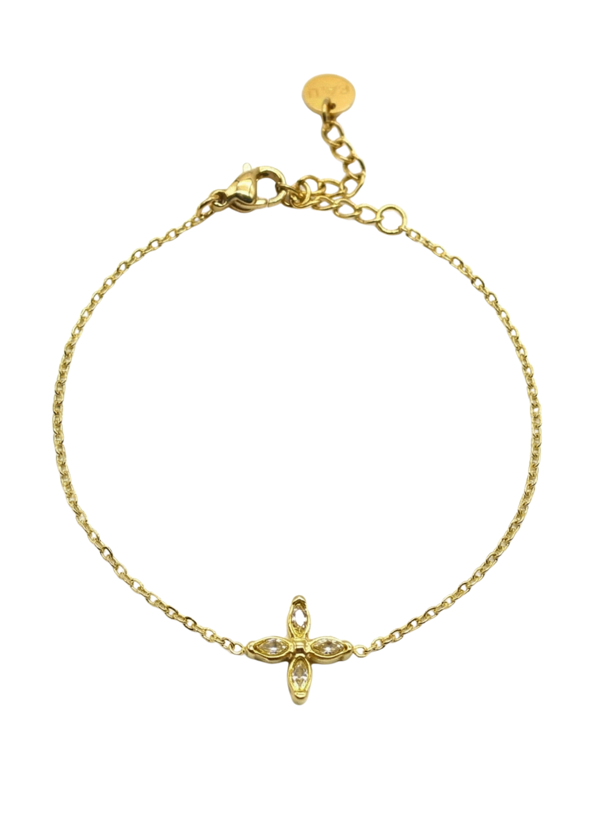 Bracelet Fleur 4 Pétales Strass or