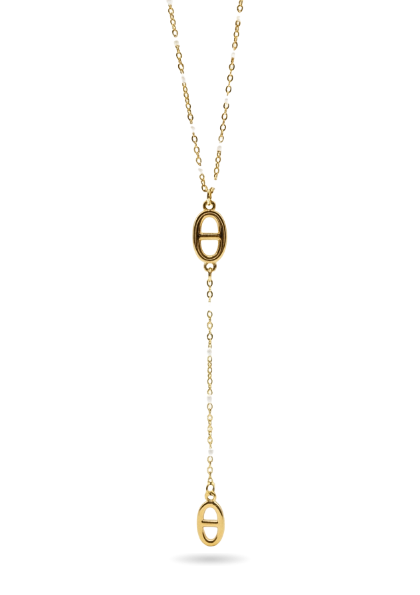 Collier Tombant Maille Marine Perles