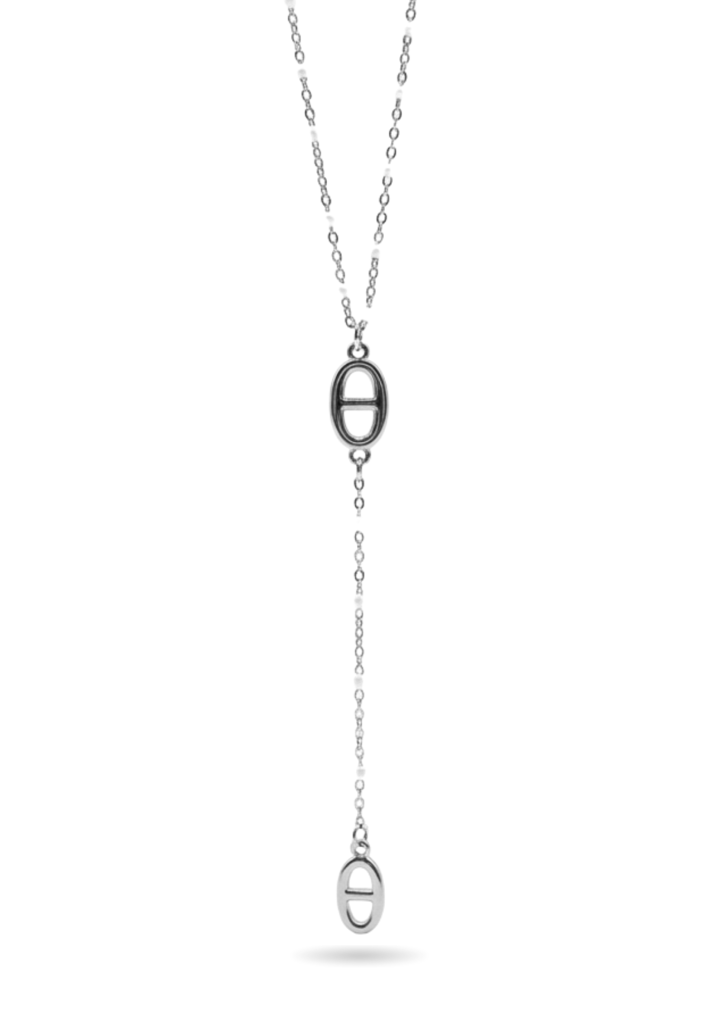 Collier Tombant Maille Marine Perles argent