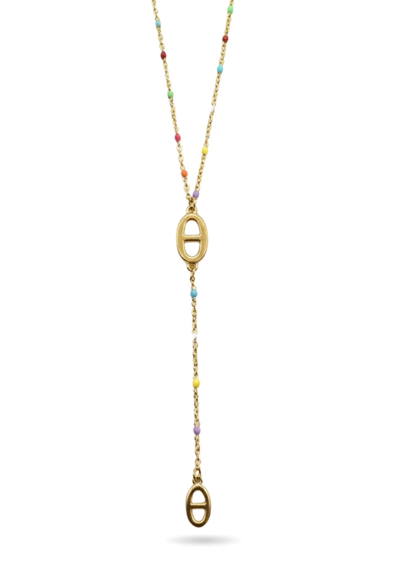 Collier Tombant Maille Marine Perles couleur