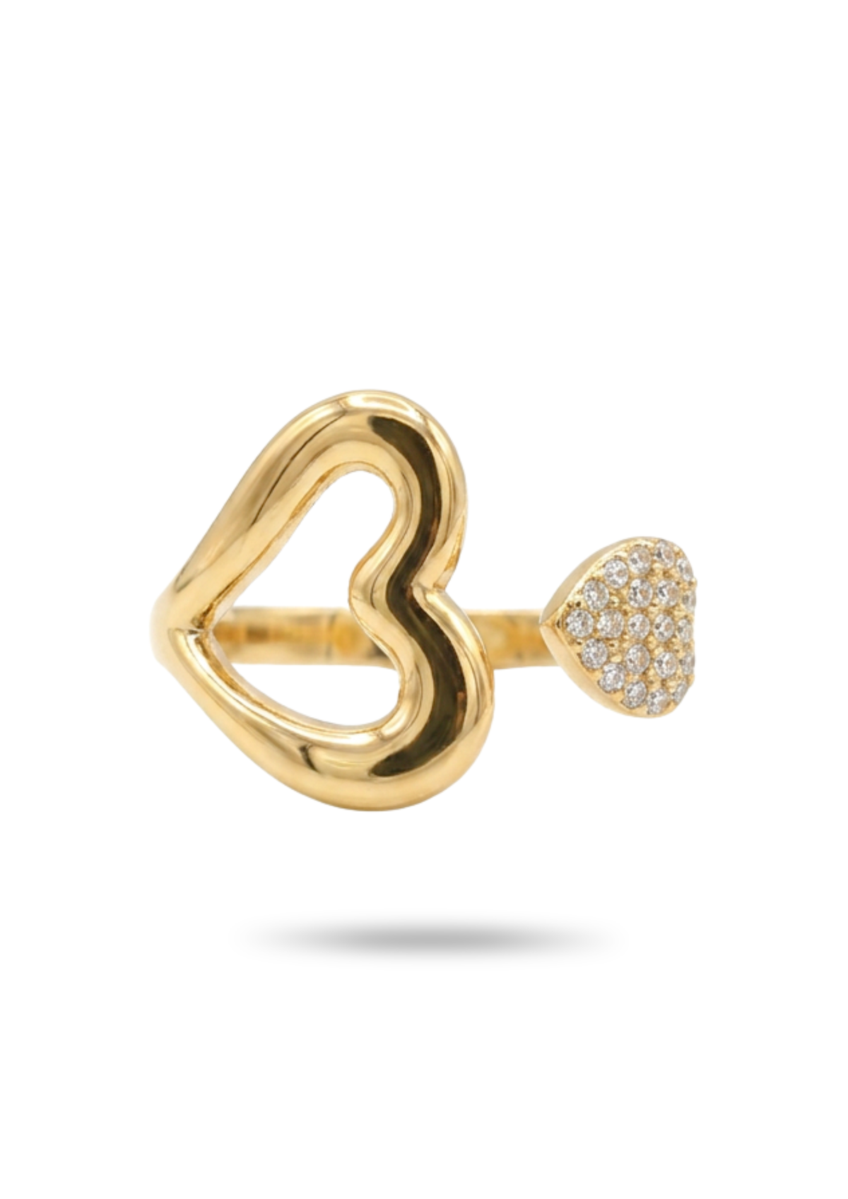 Bague Double Cœur Strass or