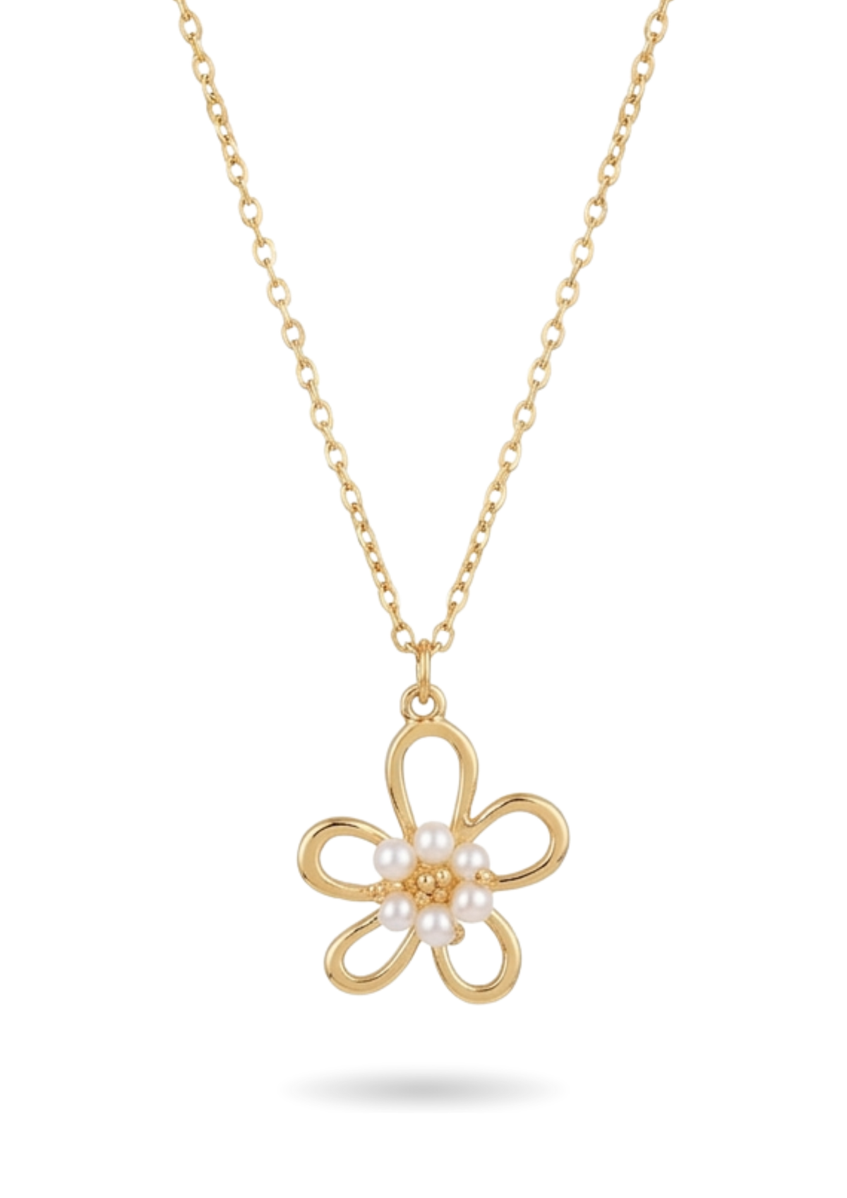 Collier Fleur avec Perles Femme or